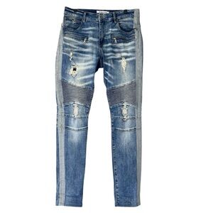 Embellish Moto Jeans Men’s 32x32 Blue Skinny Grunge Ripped Distressed Light